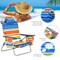 Costway 2-Pack Folding Backpack Beach Chair Table Set 5-Position Outdoor Reclining Chair Blue/Navy/Pink/Pattern/Flower/Yellow